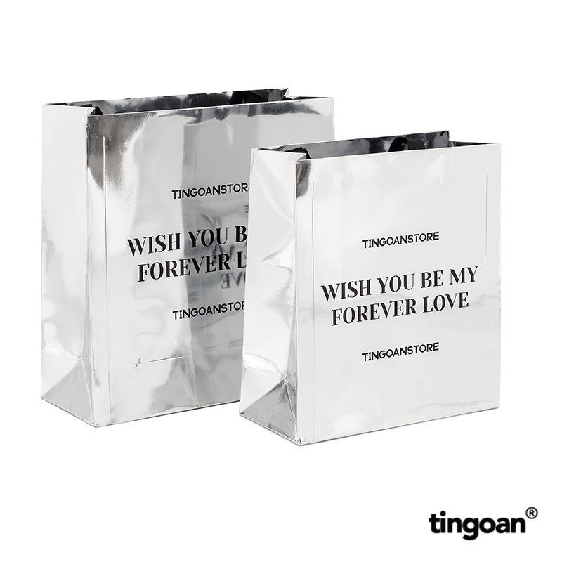 TINGOAN® - PHỤ KIỆN TÚI GIẤY BÌA MỀM BẠC TINGOAN QUAI ĐÍNH KEO