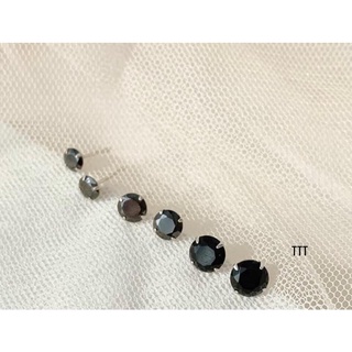 1 chiếc nụ tai bạc đá đen cỡ 2mm,3mm,4mm,5mm,6mm