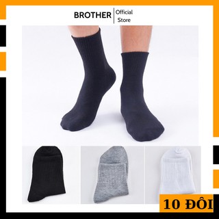 Tất nam cổ cao COMBO 10 ĐÔI vớ nam cotton thoáng mát, khử mùi hiệu quả
