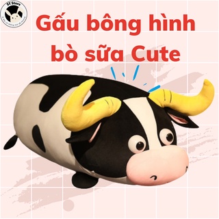 Gấu Bông Hình Bò Sữa Cute Vải Nhung Mềm Mịn Co Dãn Đàn Hồi Tốt Size 40cm