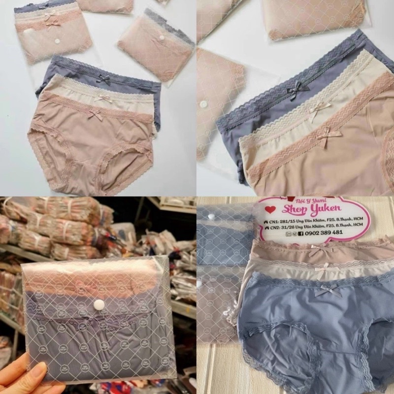 Combo 3 Quần Lót phối Ren Nữ. Quần Lót Thư Chất Thun Lạnh xịn Siêu hót
