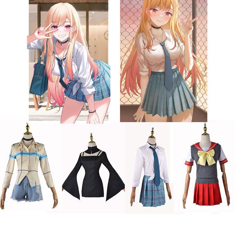 new My Dress-Up Darling Cosplay Outfit Costume Cos Wig Maid Party Girls Tie Collar Full Set girl gift
