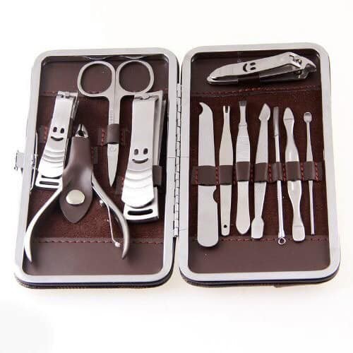 Bộ cắt móng tay 12 chi tiết kèm bao da sang trọng, bộ chăm sóc móng tay bằng thép không gi an toàn tiện lợi Mianz Store