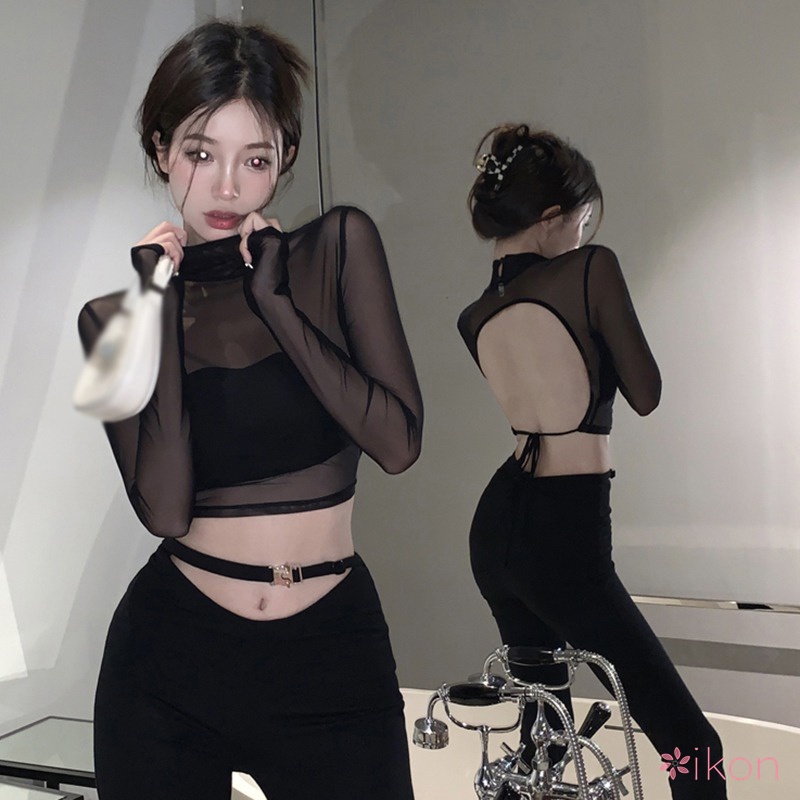 Áo Croptop Màu Sắc Trơn Thiết Kế Hở Lưng Quyến Rũ Cho Nữ