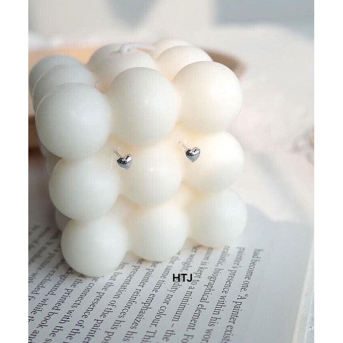 1 ĐÔI NỤ TAI BẠC HÌNH TRÁI TIM TRƠN