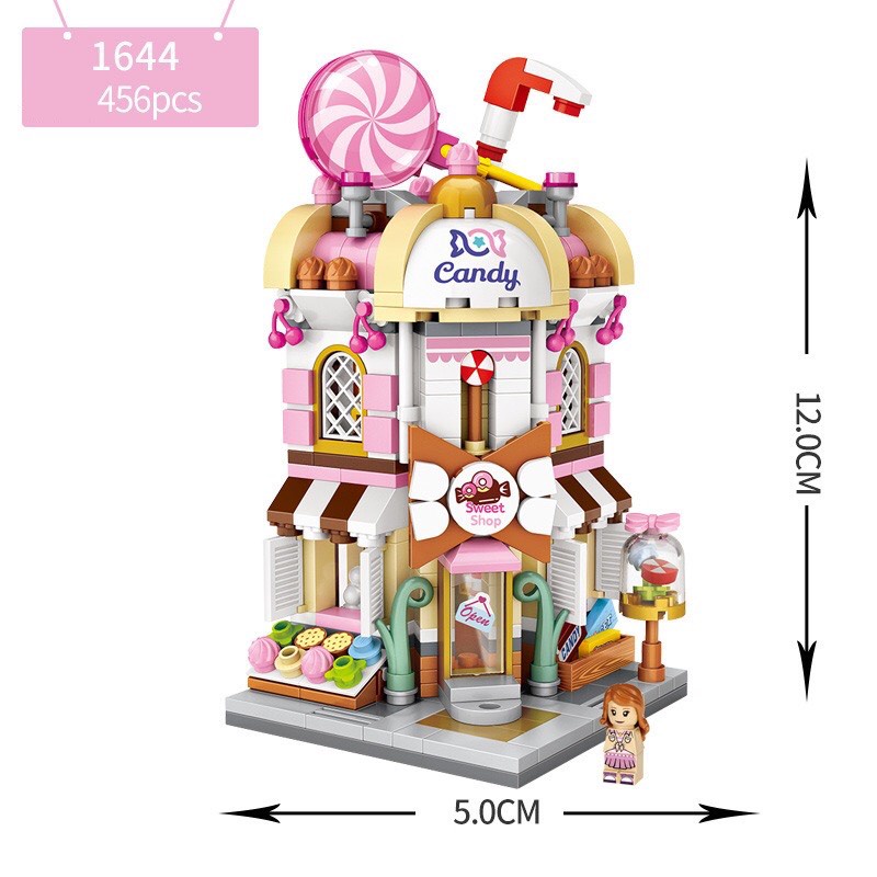 Bộ đồ chơi lắp ráp mô hình cửa hàng đường phố-commercial street view 1641-1648