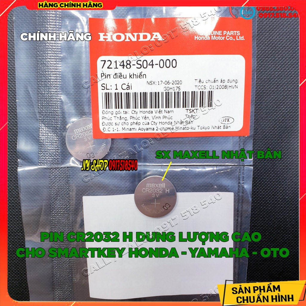 ✅ Pin smartkey ô tô xe máy CR2032H chính hãng Honda, dùng cho chìa SH VIỆT, SH MODE, AB, LEAD, VISION, VARIO, NVX... ✅