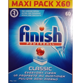 Viên rửa chén bát Finish hộp 60 viên chuyên dùng cho máy rửa bát ( Tích hợp Muối làm mềm , và nước làm bóng )