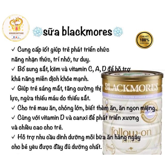 Tem phụ cty - Sữa Blackmore úc số 1, 2, 3 - 900g