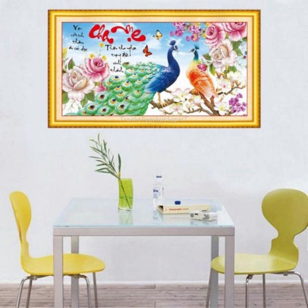 Tranh thêu chữ 3D Cha Mẹ 83x43cm LV3160