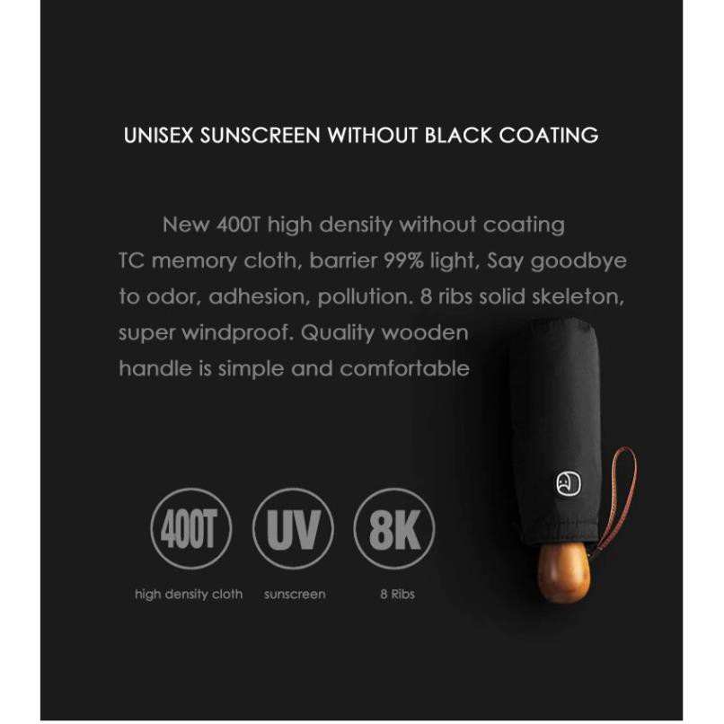 OLYCAT Ô dù cao cấp mini chống tia UV - Mẫu cán gỗ màu đen