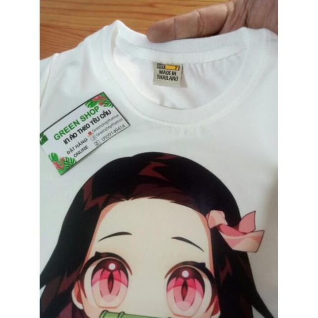 (ảnh thật)  Áo Thun Chibi Nezuko  anime Kimetsu no Yaiba Vải Cotton Thái S050 / shop uy tín