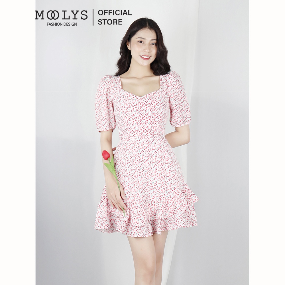 Đầm hoa thiết kế tay phồng dễ thương Moolys MD010