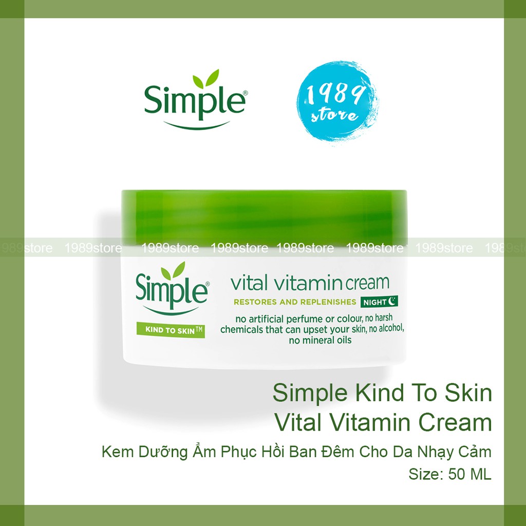 UK - Kem Dưỡng Ban Đêm Simple Vital Vitamin Cream - Dưỡng Ẩm và Phục Hồi Cho Da Nhạy Cảm 50ML