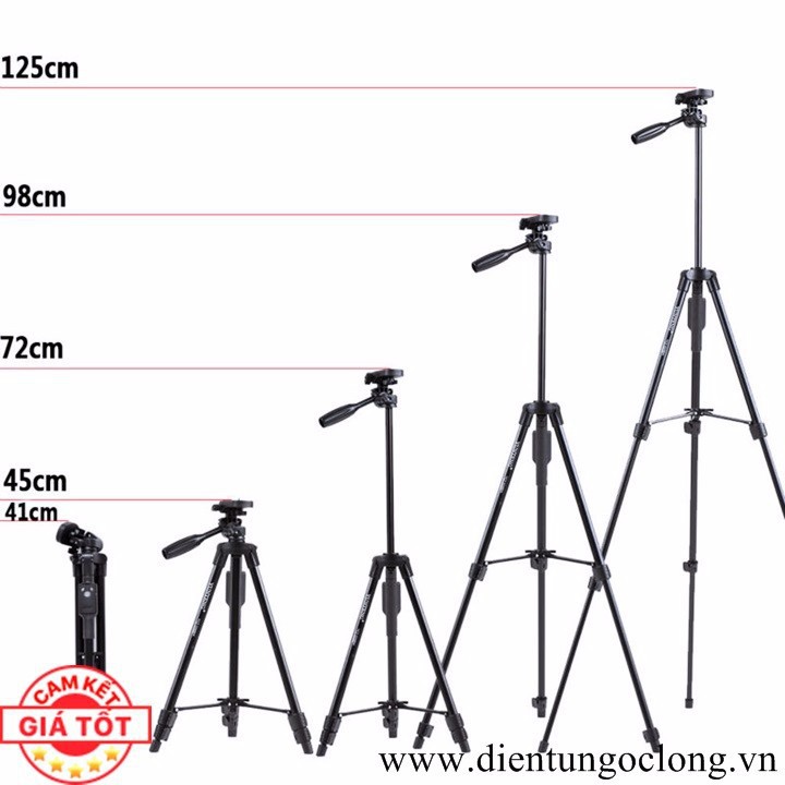 Chân Máy Tripod Máy Ảnh, Điện Thoại Kèm Remote Bluetooth VCT-5208