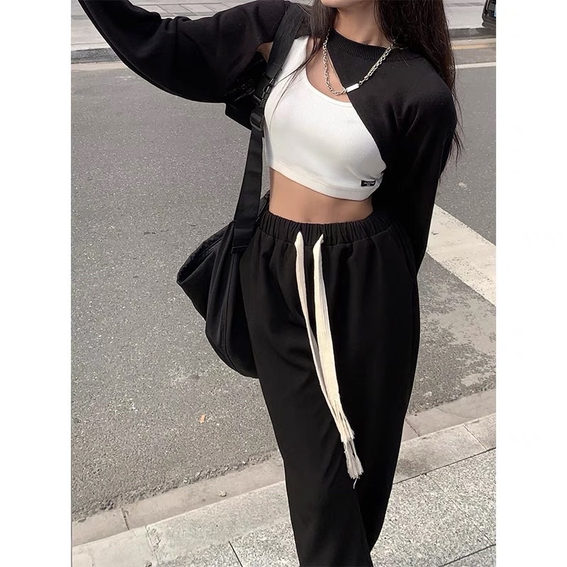 Set Áo Croptop Vạt Chéo Chữ A + Áo 2 Dây (Ảnh Thật/Có Sẵn)