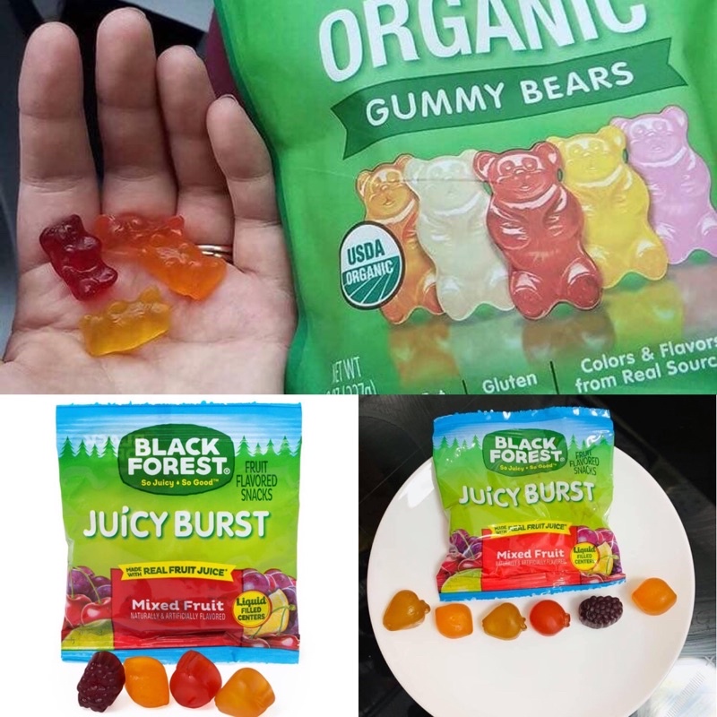 Kẹo Dẻo Black Forest Organic Gummy Bears và nhân hoa quả