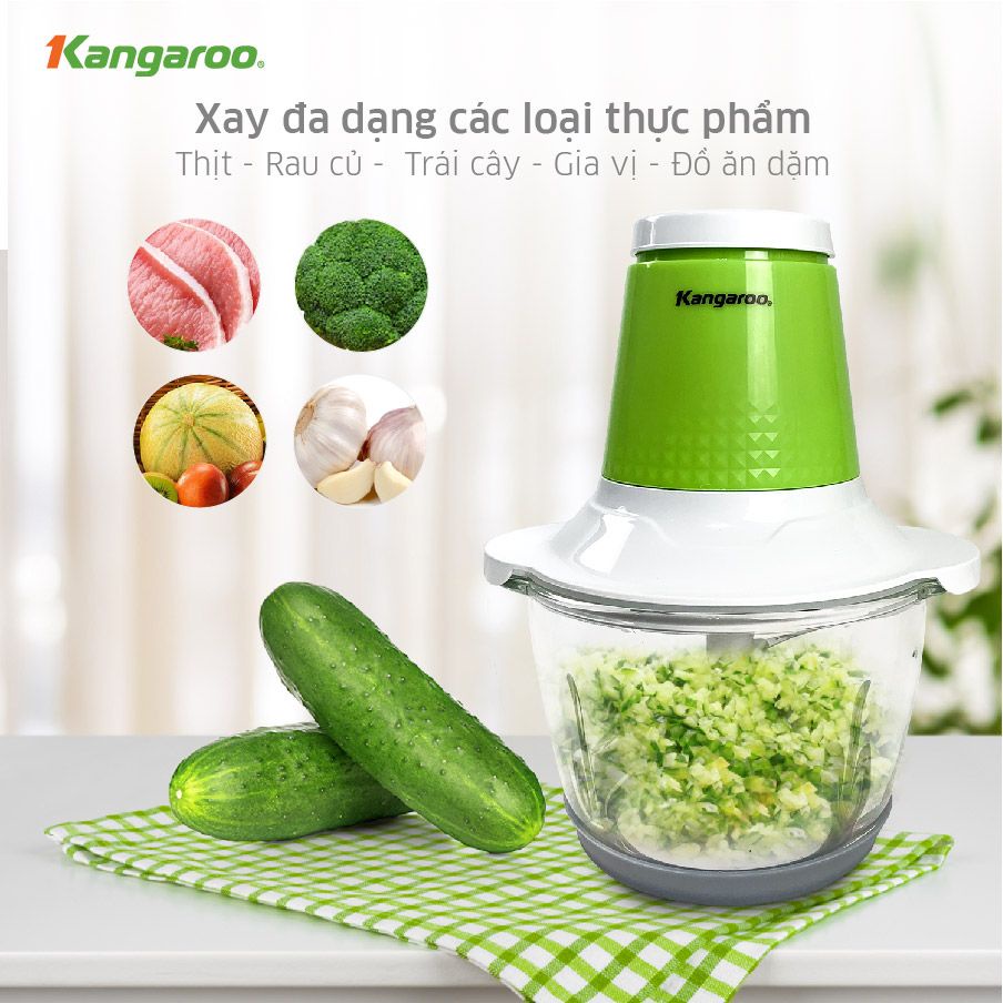 Máy xay thịt Kangaroo KG12T - dung tích 1.2L - 4 lưỡi xay inox - cối thuỷ tinh - Kangaroo Official Online Store