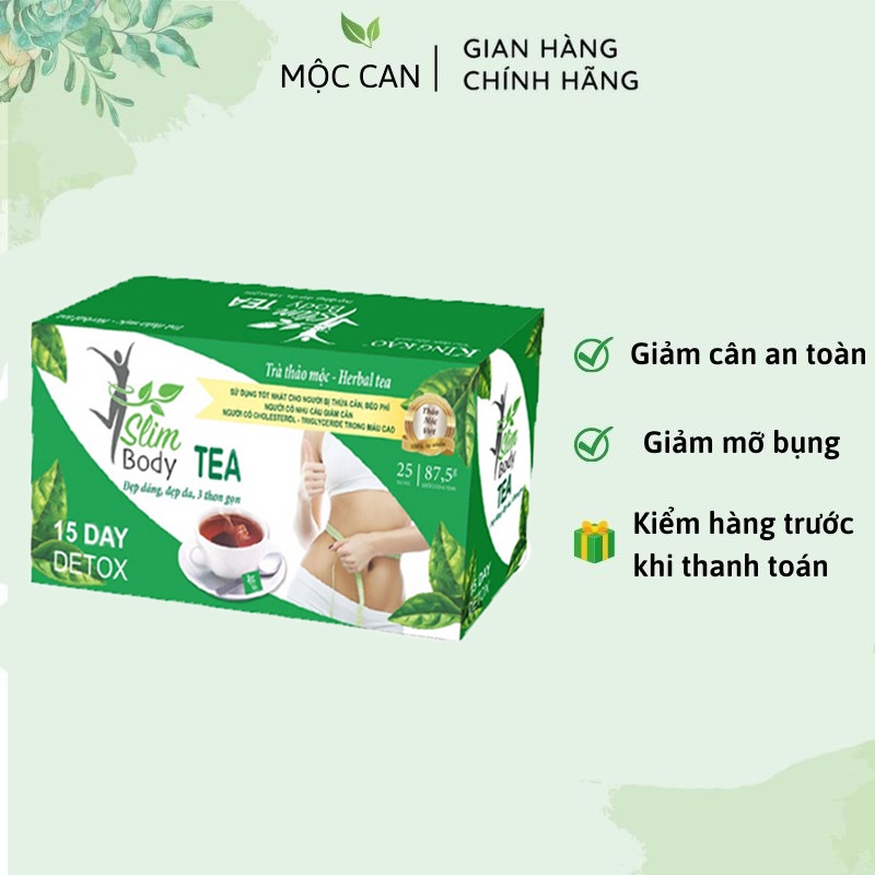 Trà Thảo Mộc Giảm Cân Cấp Tốc Slim Body Tea - Trà Túi Lọc Giảm Cân Tan Mỡ Bụng Hộp 25 Túi