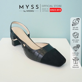 Giày nữ mũi bầu khoét eo cài quai sau gót 5cm thời trang MYSS - CG0009