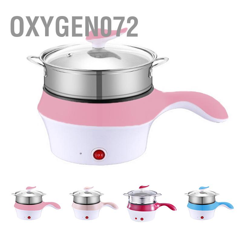 Oxygen072 HÀNG XỊN Nồi Điện Mini Hai Tầng Đa Năng Tặng Kèm Khay Hấp có thể Chiên, Hấp, Xào, Nấu ăn, cơm, lẩu mini Hai tốc độ di động dùng cho Ký túc xá Sinh viên