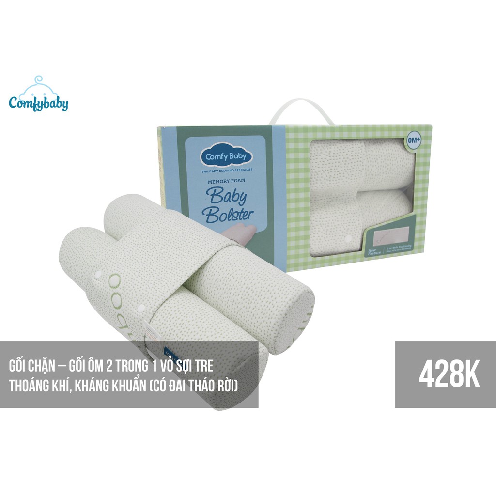 Gối chặn sợi tre bamboo Comfybaby CFN02 - set gối ôm sợi tre kháng khuẩn cho bé