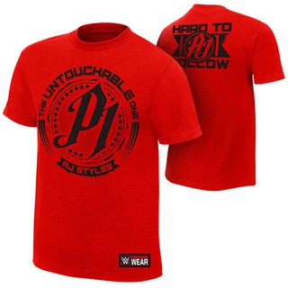 Áo phông wwe aj styles "untouchable p1" đen đỏ