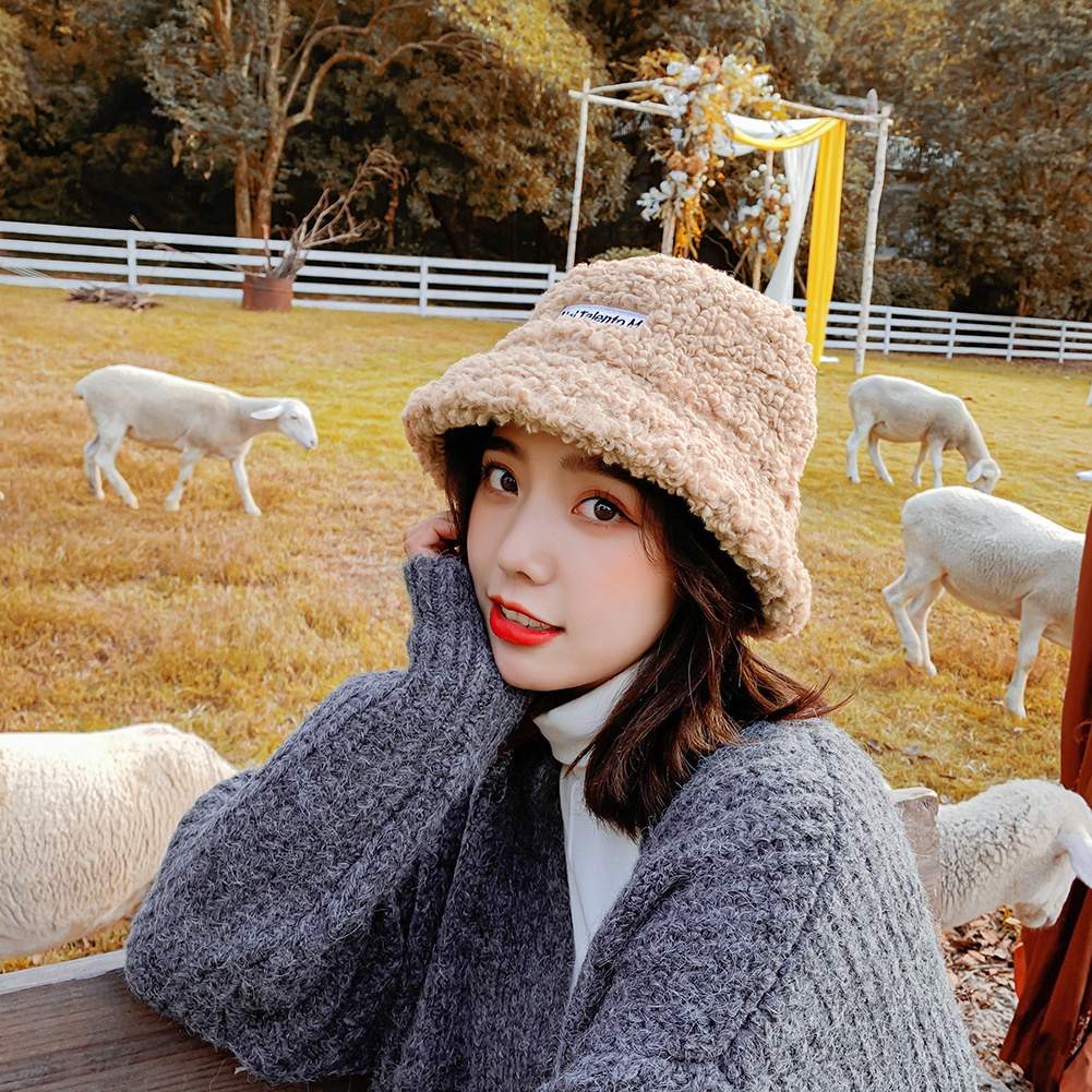 Nón Lông Cừu Bucket Phối Chữ Siêu Xinh Korea Style