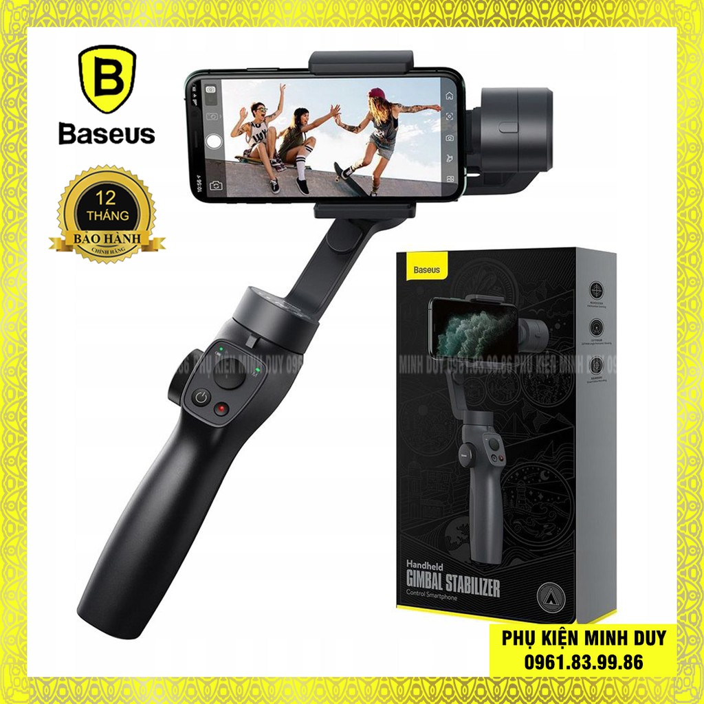 Tay cầm chống rung đa năng cho điện thoại Baseus Gimbal Stabilizer (3-Axis Handheld, w/Focus, Pull &amp; Zoom...)