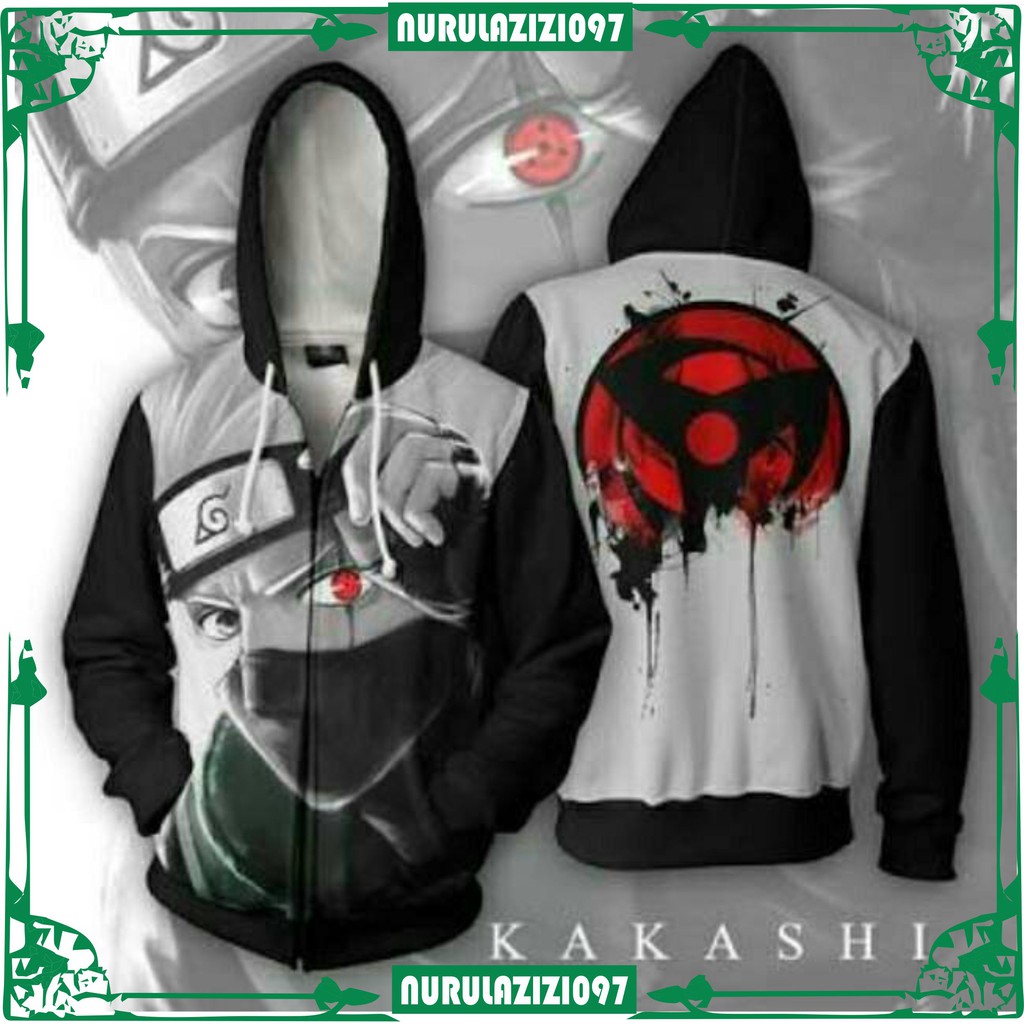 Áo Hoodie Có Khóa Kéo In Hình Kakashi Sharinggan Độc Đáo Cá Tính