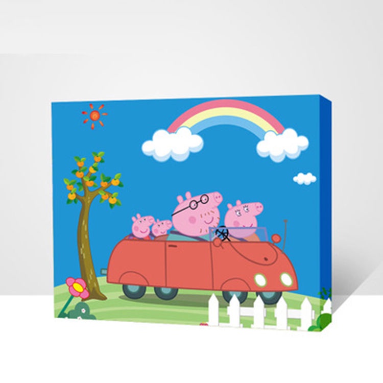 ✲sơn dầu kỹ thuật số tự làm Vẽ phim hoạt hình trẻ em bằng tay bức tranh tô màu quà tặng lợn con pecs trang trí
