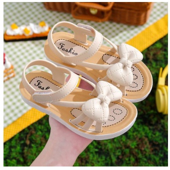 DÉP SANDAL NƠ BÉ GÁI QUAI DÁN ĐẾ CAO SU DẺO ( QUAI CHÉO)