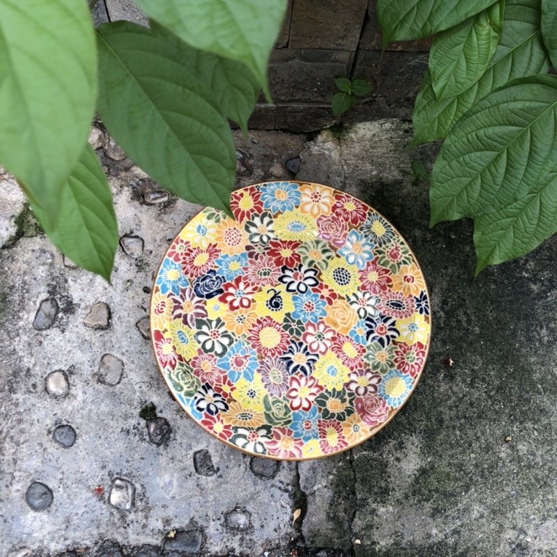 Đĩa gốm sứ bách hoa, gốm sứ Nam Bộ 35cm nhiều hoa văn