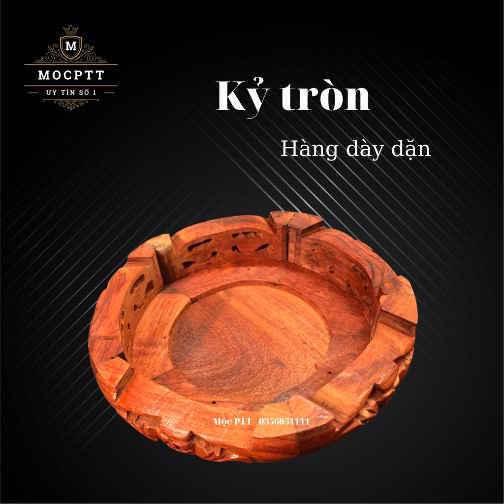 Kỷ tròn triện dơi gỗ Hương kích thước 16 20 24 cao 6 cm đồ thờ cúng