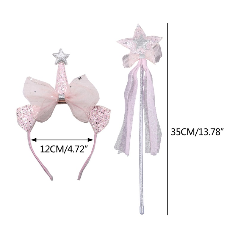 Flgo Bộ Cài Tóc + Cài Tóc + Sừng Kỳ Lân / Ngôi Sao Hóa Trang Công Chúa Màu Hồng