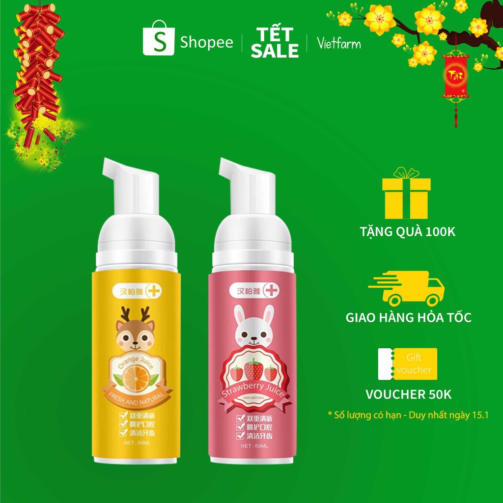 Kem Đánh Răng Tạo Bọt Cho Bé - Kem Đánh Răng Trẻ Em - Nhập Khẩu Chính Hãng - Vietfarm