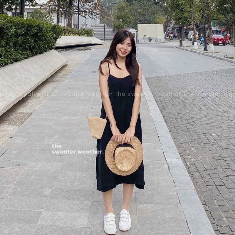 Váy Đũi Hàn Hai Dây, Đầm Dài Dáng Maxi Trơn Siêu Đẹp Đi Biển | BigBuy360 - bigbuy360.vn