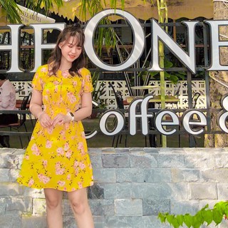 Đầm nẹp nút nhún thun eo