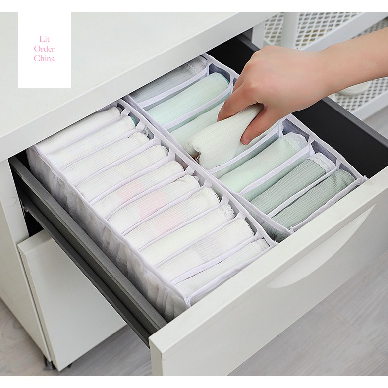 Hộp vải lưới đựng đồ lót tất vớ găng tay tiện lợi