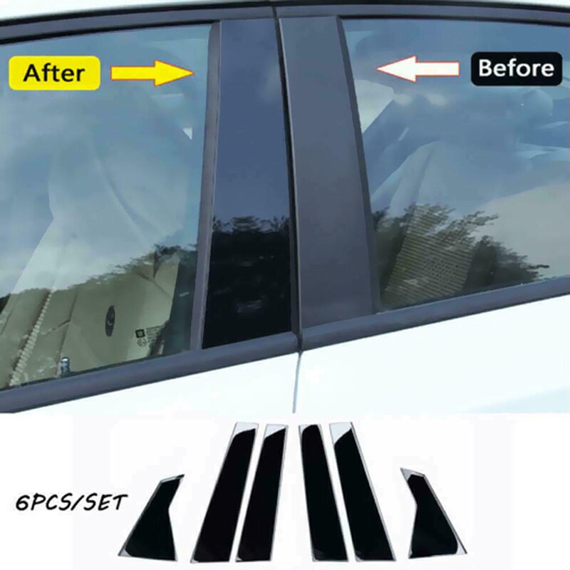 Bộ 6 Miếng Dán Màu Đen Bóng Dùng Trang Trí Cửa Sổ Xe Hơi Honda Civic Sedan 2016-2021