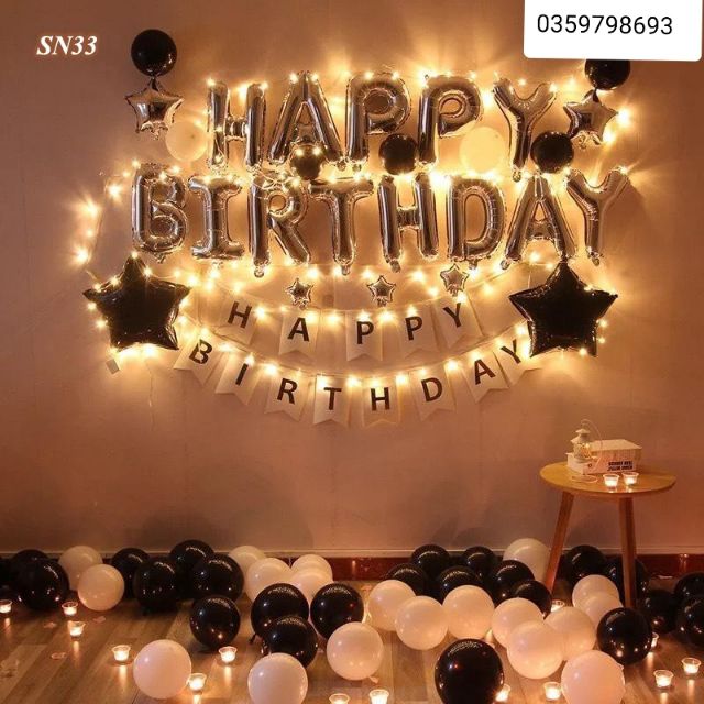 Set❤️bóng trang trí sinh nhật❤️Happy Birthday kèm đèn Led