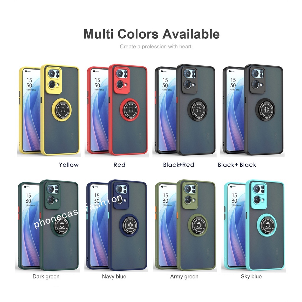Ốp Điện Thoại TPU Cứng Mặt Nhám Chống Sốc Kèm Móc Xỏ Ngón Kim Loại Cho OPPO Reno 7 7Z Pro reno7 reno7Z 5G