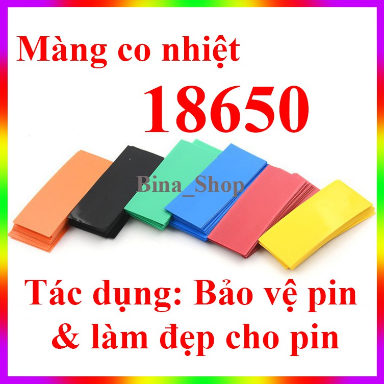 Gen co nhiệt bọc cell pin 18650 Màng co nhiệt Lithium 18650 nhiều màu