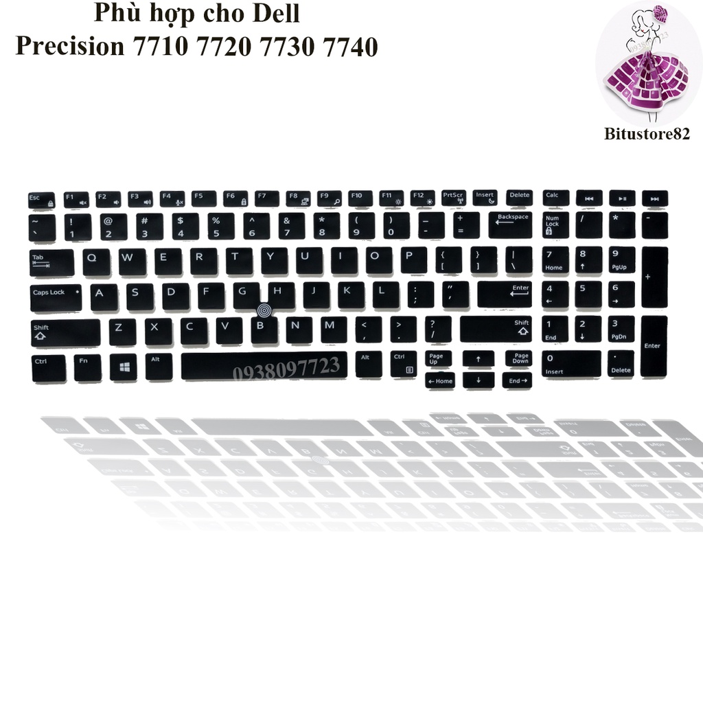 Ốp bàn phím dành cho laptop Dell Precision 7710, 7720, 7730, 7740 tấm silicon bảo vệ che, phủ, đậy, lót bàn phím