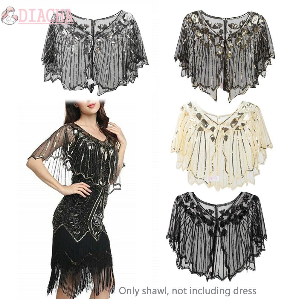 Khăn choàng đính cườm lấp lánh sang trọng phong cách vintage 1920s cho nữ