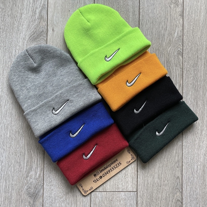 Mũ beanies len thêu logo Nike