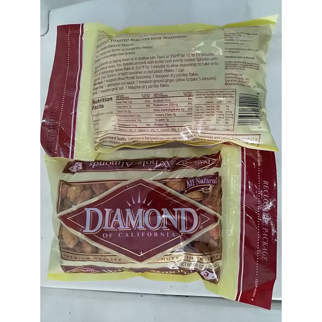 Combo 1 hạnh nhân rang bơ diamond  + 1 óc chó diamond + 1 mắc ca úc mourad túi 500g susuto