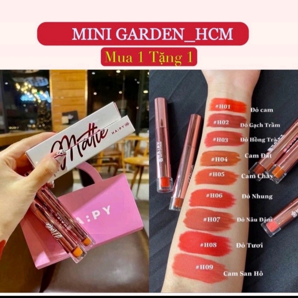 Son Kem Lì Happy Mattle Siêu Mịn , Bám Màu Lâu Trôi