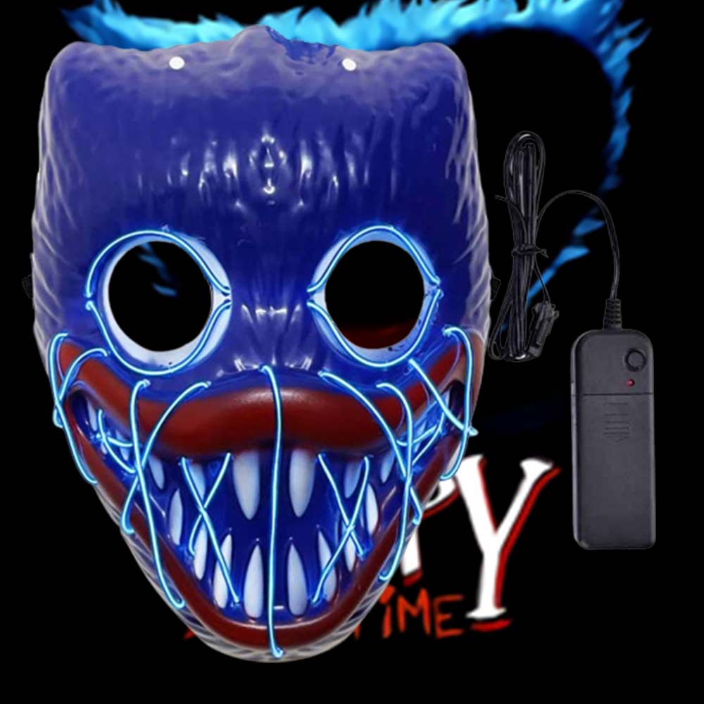 Poppy Playtime LED Glowing Poppy Mask Huggy Wuggy Sausage Mouth Monster Headgear Halloween Party Cosplay Horror Mask Props