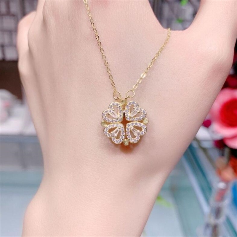 Vòng cổ Nữ Mặt Hình Cỏ Bốn Lá Đính Đá Sang Trọng